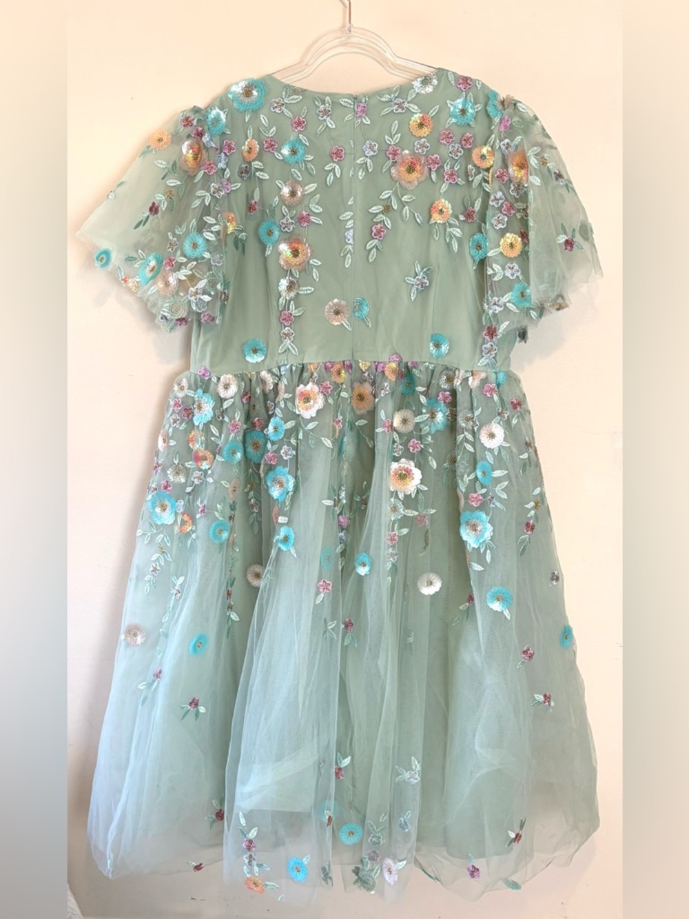 New JessaKae Evangeline tulle sequin midi dress in teal - Picture 8 of 9
